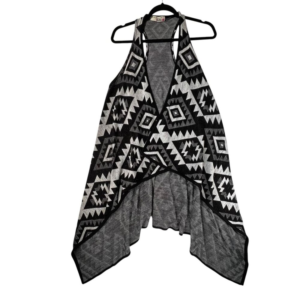 Aztec Print Sleeveless Open Front Cardigan Drape Vest I'm in Love with Derek